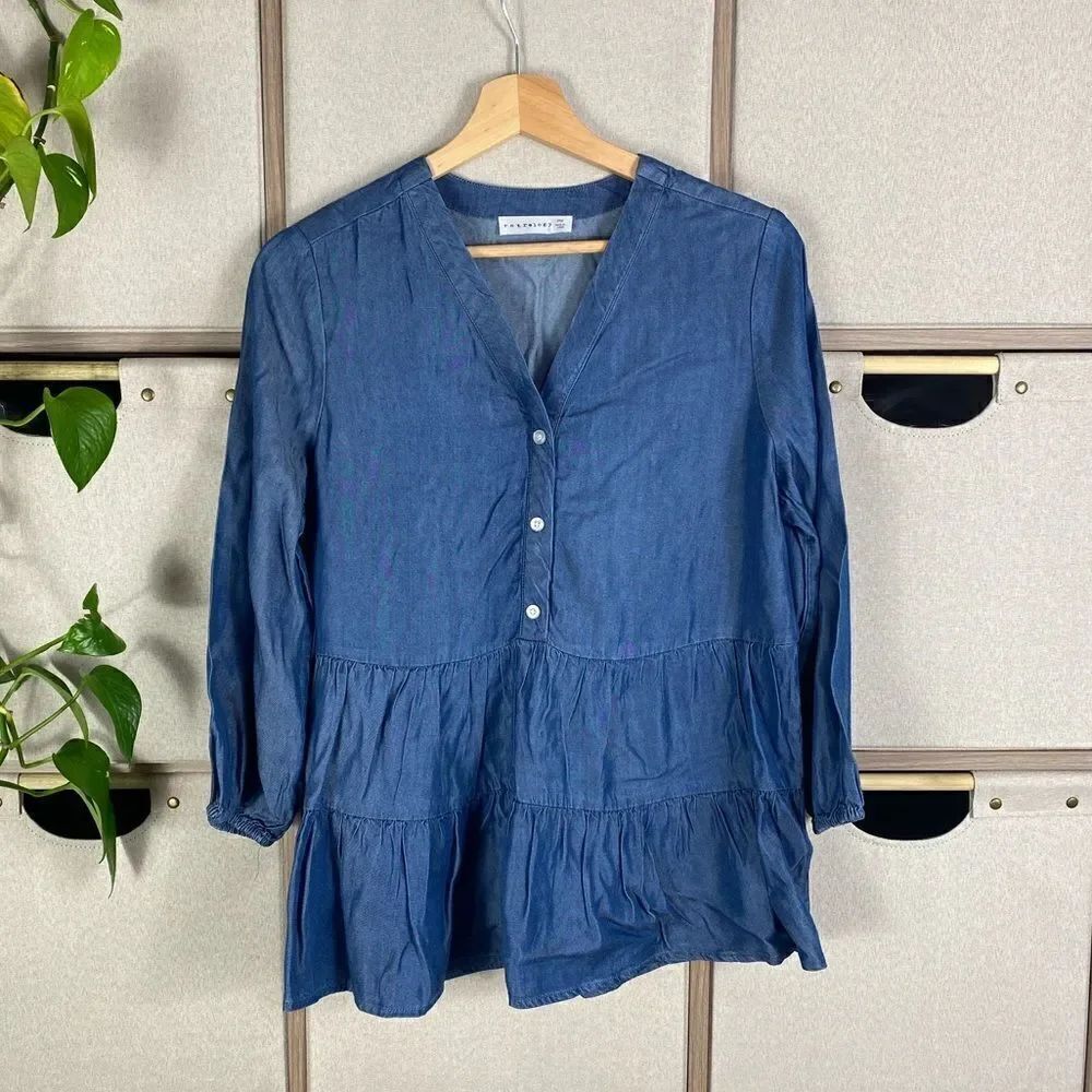 Lyocell denim ruffle top 